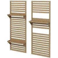 2 Wall-Mounted Fir Wood Plant Stands with Trellis & Shelves