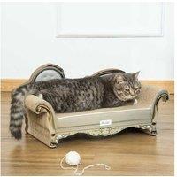 Corrugated Cardboard Cat Scratching Bed with Catnip - Retro Brown, Space-Saving, Furniture Protector