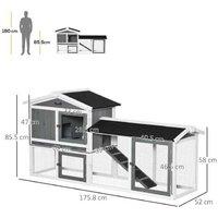 2-Tier Rabbit Hutch with Run Box & Easy-Clean Tray - Large Outdoor Small Pet Cage for Rabbits, Guinea Pigs, 175.85285.5cm