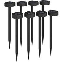 8 Solar LED Garden Path Lights - Auto On/Off, IP44 Weatherproof, Black