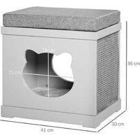 Cat Cave House with Sisal Scratching Pads & Removable Cushion - Modern Space-Saving 413036cm Grey