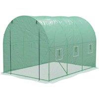 Walk-In Polytunnel Greenhouse with Integrated Sprinkler System, Galvanised Steel Frame, Green