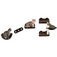4PC Wall-Mounted Cat Shelves Set - Sisal Scratching Post, Plush Hammock & Nest, Space-Saving Cat Furniture