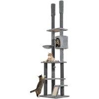 Floor-to-Ceiling Cat Tree, Plush Multi-Level Condo with Scratching Posts, 225-255cm, Space-Saving Design