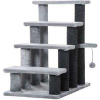 4-Step Cat Stairs for Cats & Kittens - Multi-Level, Scratch Posts, Toy Ball, Portable - Grey