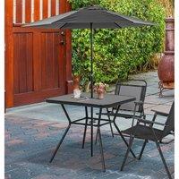 Square Faux Marble Patio Coffee Table with Umbrella Hole - Weather-Resistant Outdoor Bistro Table, Steel Frame, 80cm