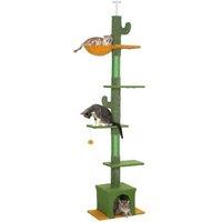 Adjustable Multi-Level Cat Tree with Hammock & Scratching Posts, Velvet & Chenille, 230-275cm, Space-Saving
