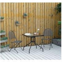 Square Glass Bistro Table - Steel Frame, Weather-Resistant, 76x76cm, Modern Outdoor Dining