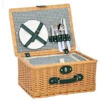 Outdoor Picnic Basket for 2 - Handmade Wicker Cooler Set - Garden Accessory