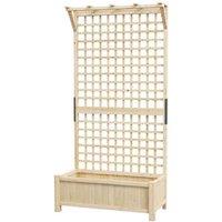 Wood Raised Garden Bed with Trellis & Drainage - Natural Fir, 183cm