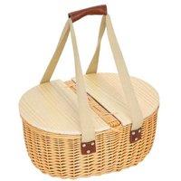 Rustic Wicker Picnic Basket with Lid & Cooler - Outdoor Patio Accessory for 2
