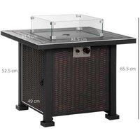 50000 BTU Gas Fire Pit Table - Square Outdoor Patio Accessory with Glass Screen