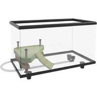28L Turtle Tank Aquarium for Small Reptiles - Easy Clean, Basking Platform, Drain