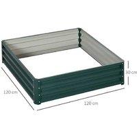 Steel Raised Garden Bed - Square Planter 120x120x30cm, Green