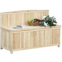 Rustic Outdoor Wood Storage Bench - Garden Patio Accessory & Tool Seat