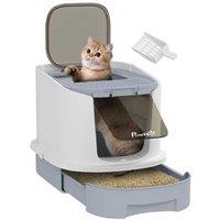 Modern Cat Litter Box - Enclosed, Drawer, Scoop, Deodorizer - Polypropylene, Space-Saving, For Cats up to 5kg
