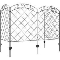 4 Steel Picket Fence Panels - Swirl Design, Black, Powder-Coated Outdoor Fencing