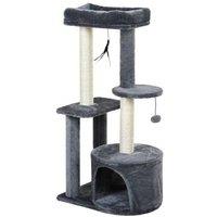 Multi-Level Cat Tree with Plush Perches, Sisal Posts & Toy Ball - Space-Saving Cat Tower