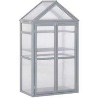 Wooden Cold Frame Storage Greenhouse - 8047138cm - Weatherproof Polycarbonate, Multi-Level Shelving, Grey