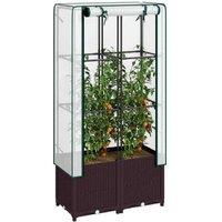 Plastic Raised Garden Bed with Trellis & PE Cover - 80x40x140cm Planter