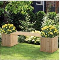 Raised Wooden Garden Planter Bench - Dual Planters, Outdoor Seating