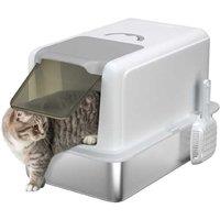 Stainless Steel Cat Litter Box with Lid & Scoop - Large, Odour-Control, Easy Clean