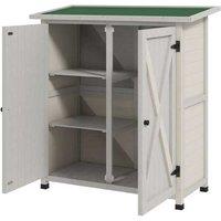 Fir Wood Weatherproof Storage Shed with Shelves - Grey Outdoor Cabinet