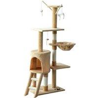 5-Tier Cat Tree - Multi-Level Sisal & Plush Condo Tower with Scratching Posts, Toys, Beige