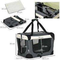 Foldable Dog Travel Carrier - Portable Soft Crate, Miniature Breeds, Grey