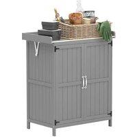 Wooden Tool Storage Shed - Weather-Resistant Fir, Hinged Roof, Shelving, Grey Finish