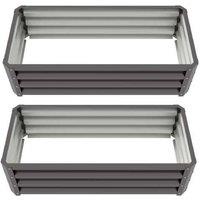 2 Galvanised Steel Raised Garden Beds - Outdoor Planter Boxes