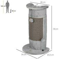 58cm Cat Corner Scratcher Tree - Sisal & Plush, Interactive Balls, Space-Saving Design, Grey