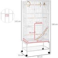 3-Tier Budgie & Small Bird Cage with Stand, Toys & Ladder - Spacious Multi-Level Parrot Aviary, Easy Clean - White