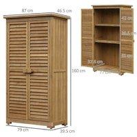 Wooden Compact Storage Shed with Asphalt Roof & Lockable Shutter Doors - Weatherproof, Multi-Level Shelving, 8747160 cm