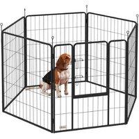 Heavy-Duty Portable Dog Playpen with Door - 6-Panel, Adjustable, Large Breed Friendly, Black