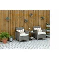 3 Piece Rattan Wicker Bistro Set - Weather-Resistant Steel Frame, Light Grey, Outdoor Garden Seating