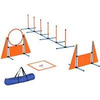 6-Piece Dog Agility Training Set - Adjustable Hurdles, Weave Poles & Jump Ring - Portable Exercise Kit for All Breeds