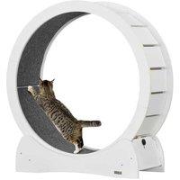 30" Modern Wooden Cat Exercise Running Wheel with Brake - Indoor Treadmill, White Finish