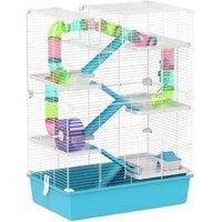 6-Tier Hamster Cage for Small Pets - Multi-Level, Easy Clean, Blue