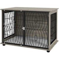 Large Dog Crate Table with Lock & Washable Cushion - Stylish Indoor Kennel for Large Breeds
