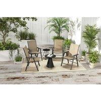 4 Foldable Metal Garden Chairs - Powder-Coated, Weather-Resistant, Set of 4 - Outdoor Patio Seating