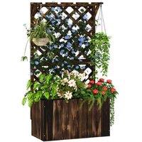 Wooden Planter with Trellis & Drainage - Raised Bed for Climbing Plants