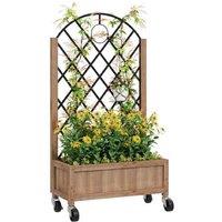 Wooden Planter with Metal Trellis for Climbing Plants - Brown/Black