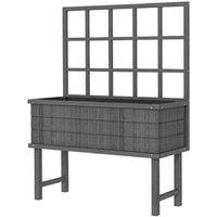 Wooden Trellis Raised Planter Box - Large Outdoor Garden Bed with Liner