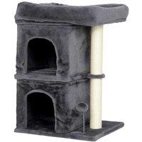 66cm Cat Tree with Sisal Scratching Posts & Plush Condos - Space-Saving, Multi-Level, Dark Grey