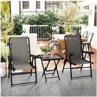 Folding Steel & Texteline 3-Piece Bistro Garden Set - Space-Saving Outdoor Table & Chairs