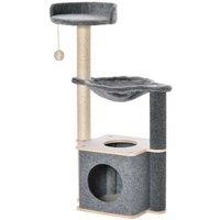 Cat Tree Tower - Multi-Level Sisal Scratching Post, Plush Condo & Hammock, 98cm, Beige