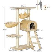 Multi-Level Cat Tree Tower with Sisal Scratching Posts, Plush Condo & Perch - 70cm - Brown