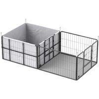 7-Panel Heavy-Duty Dog Whelping Box & Playpen - Windproof, Washable Pads, Steel Frame - Ideal for Puppies & Medium Breeds