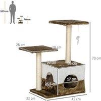 Cat Tree with Sisal Scratcher, Plush Condo & Ball Toy - Multi-Level, Space-Saving Coffee 663888cm